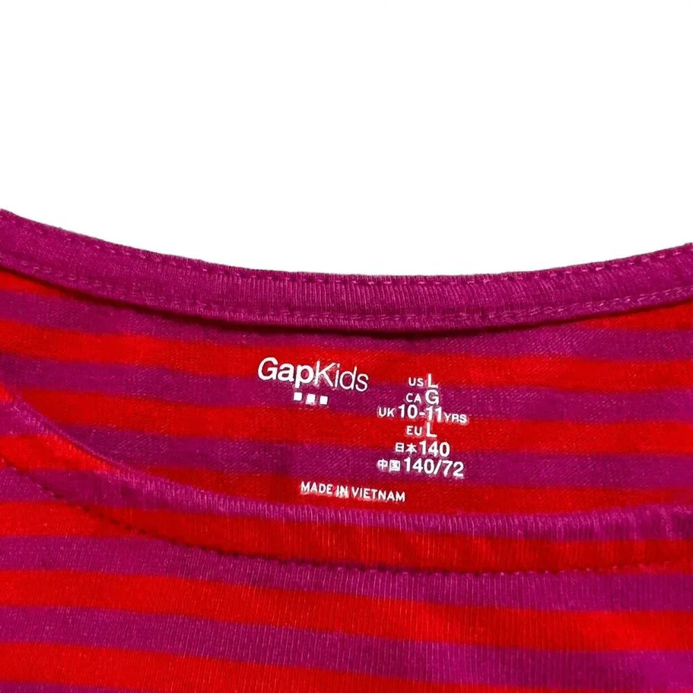 Gap Kids Sz L (10) Red & Purple Striped Peplum Top